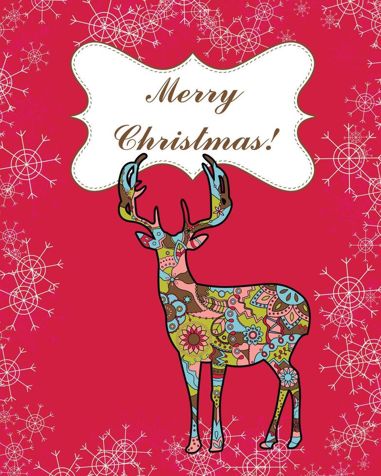 Background with deer and snowflakes vector