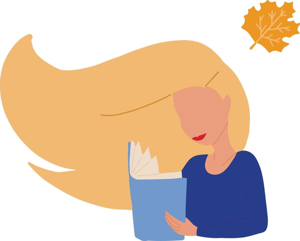 Lady with book read flat style vector