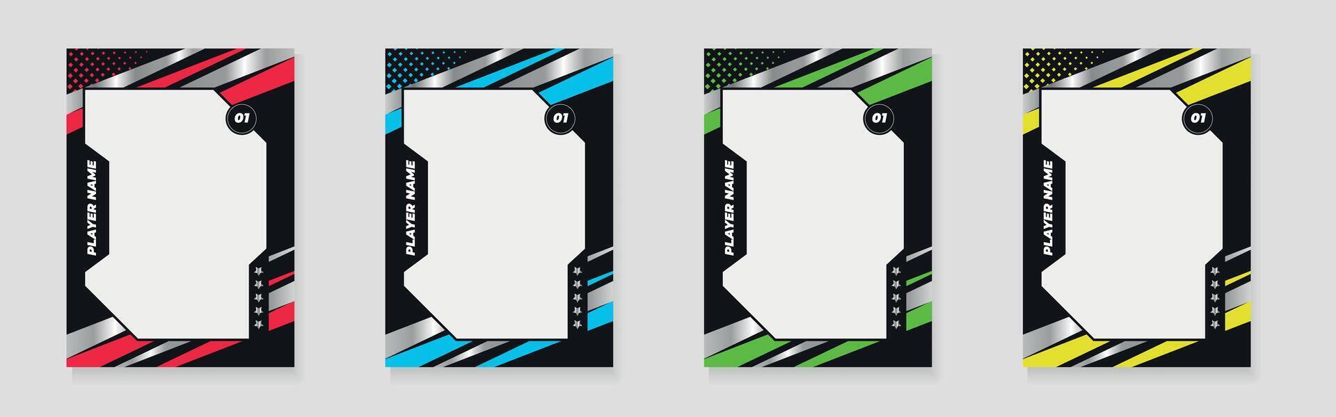 photo frame or border collection for hockey, basketball and football player, trading card template design for sports, picture frame for player performance, sports flyer design vector