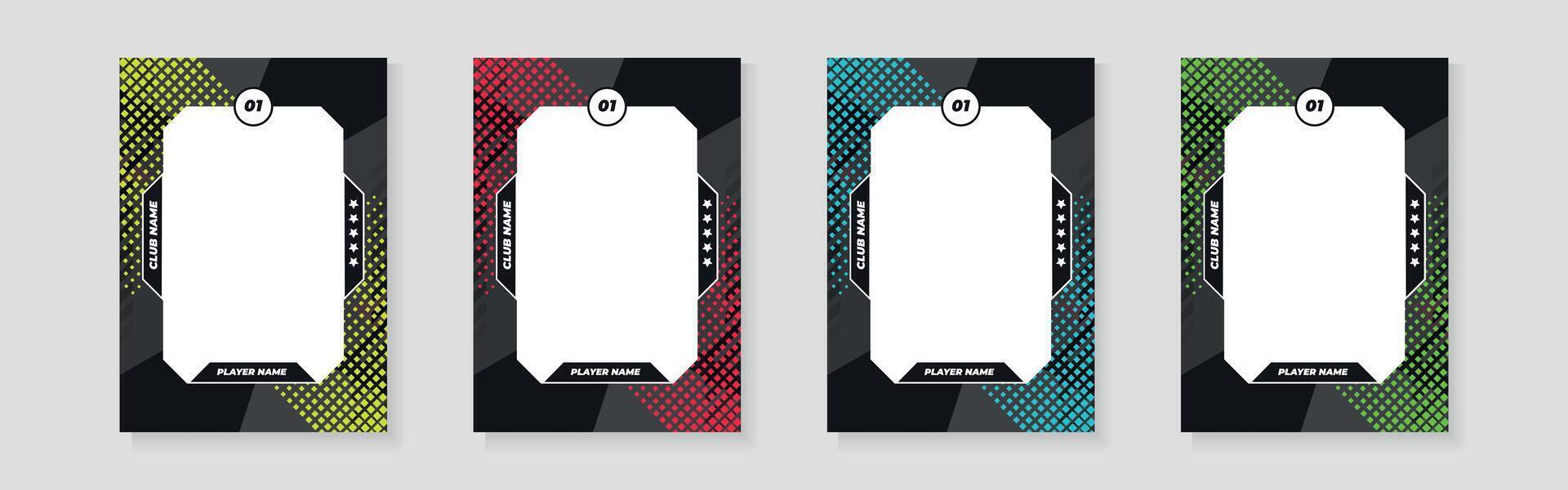 photo frame or border collection for hockey, basketball and football player, trading card template design for sports, picture frame for player performance, sports flyer design vector