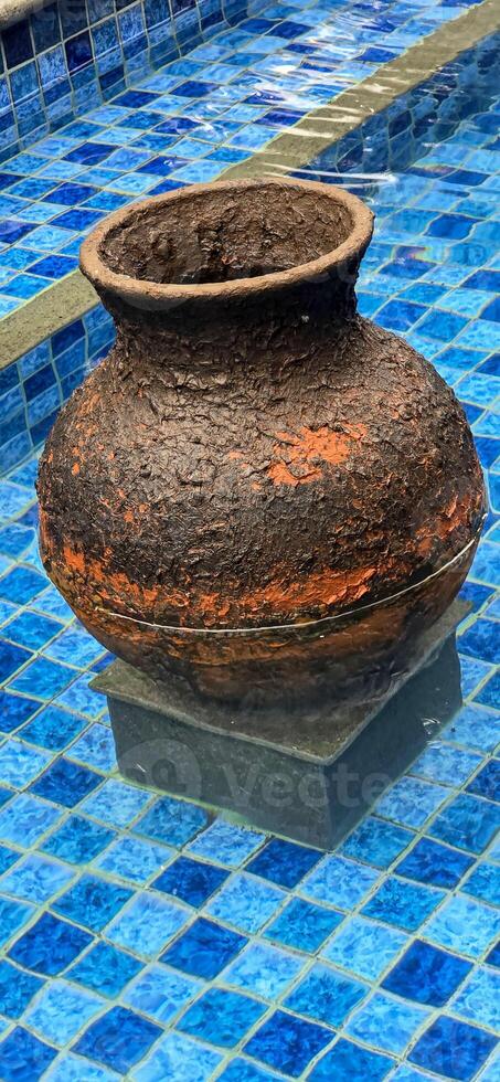 Antique ceramic and pottery decorative clay jugs and pot, a set of ancient utensils for interior or exterior decorations, good also for multimedia design photo