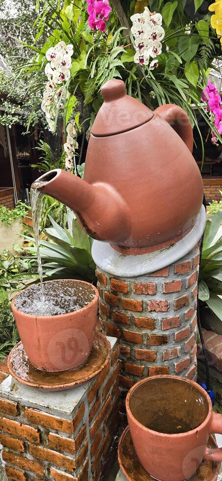 Antique ceramic and pottery decorative clay jugs and pot, a set of ancient utensils for interior or exterior decorations, good also for multimedia design photo