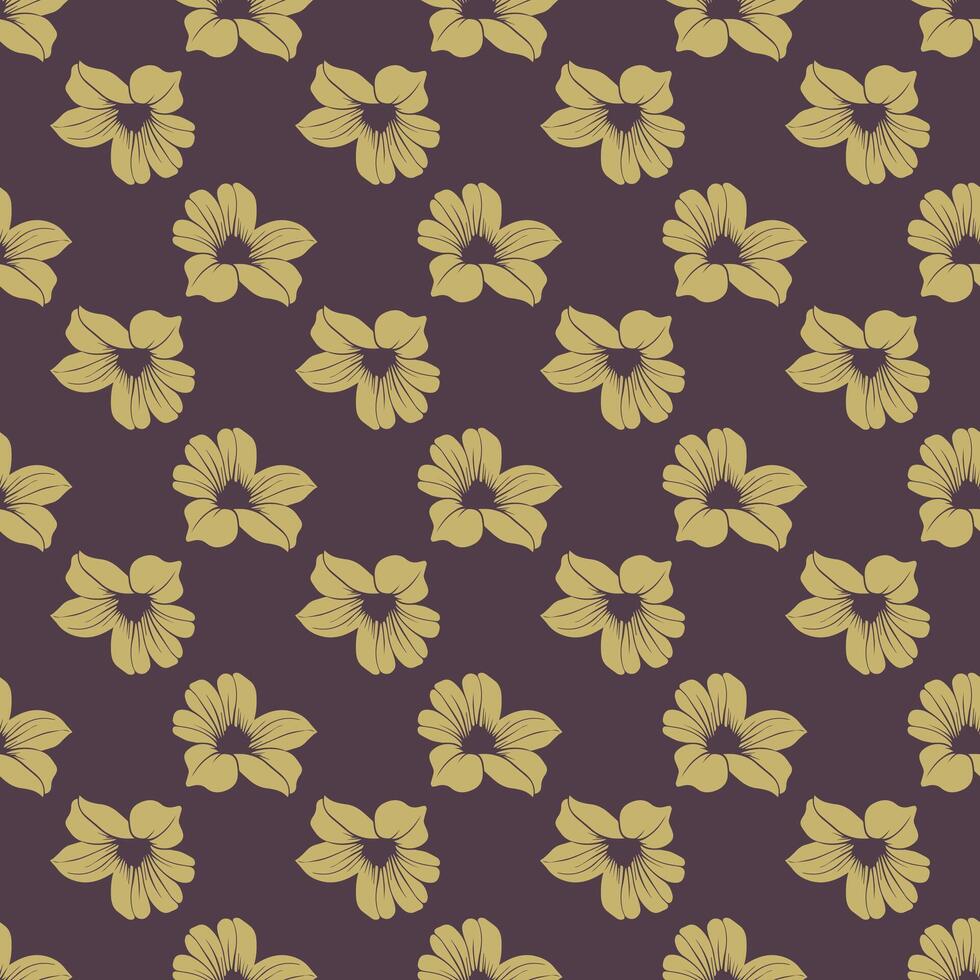 A pattern of flowers in gold and purple vector