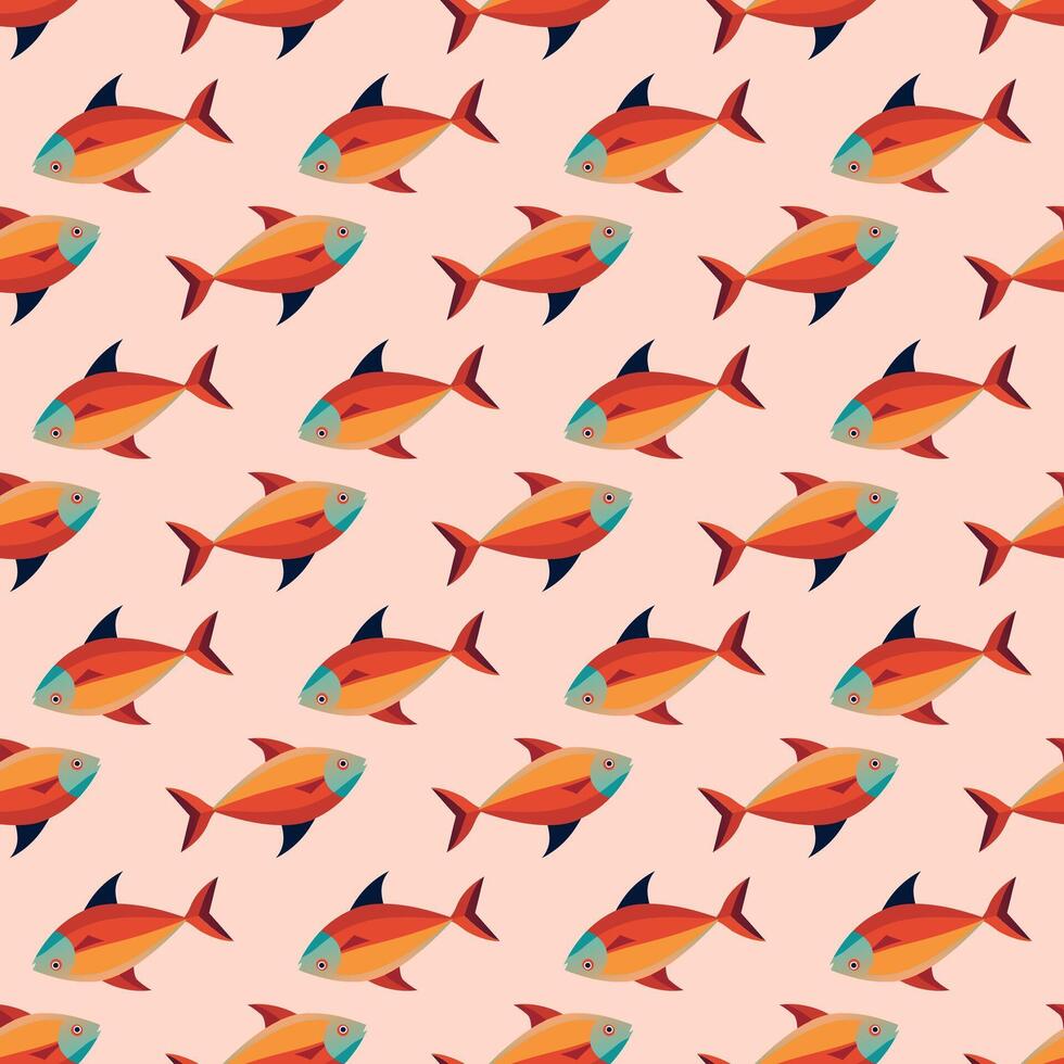 A pattern of fish with orange and blue tails vector