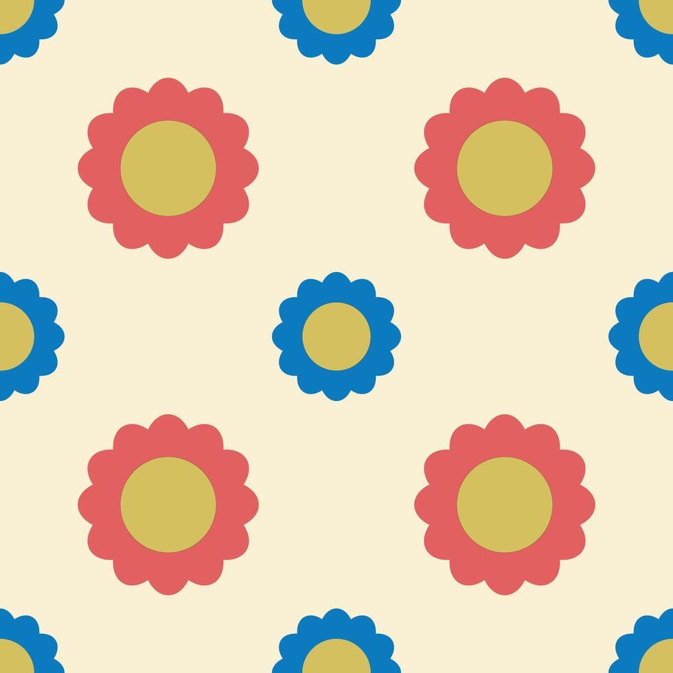 A pattern of flowers with yellow and blue petals vector