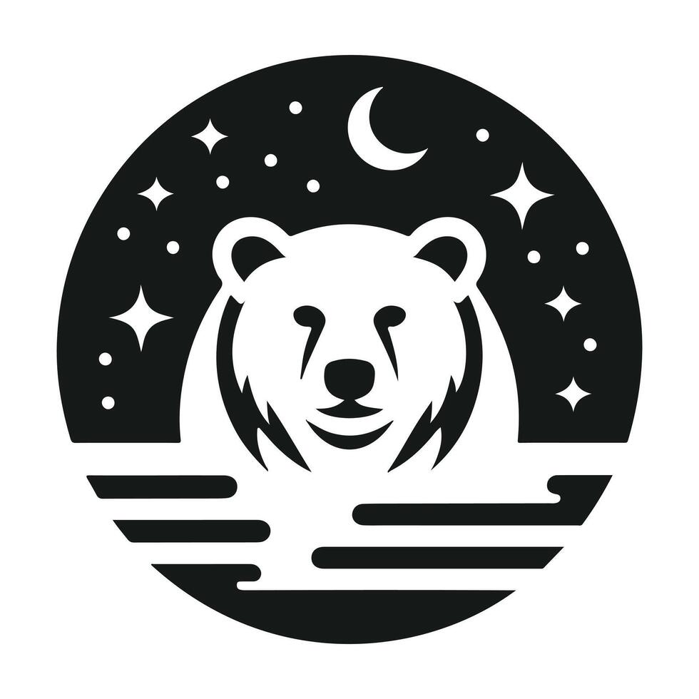 A black graphic illustration of a panda with White background vector