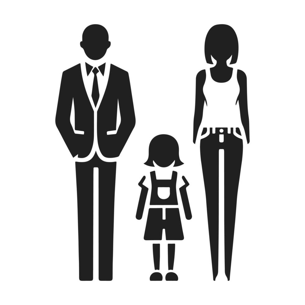 Black and White Icon of a Family Simple vector