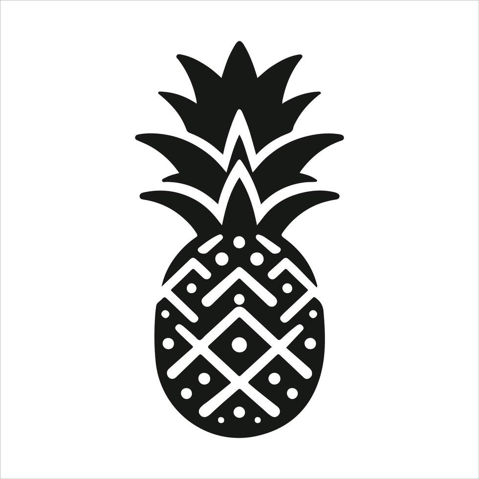 Pineapple Black Silhouette icon Isolated on white vector