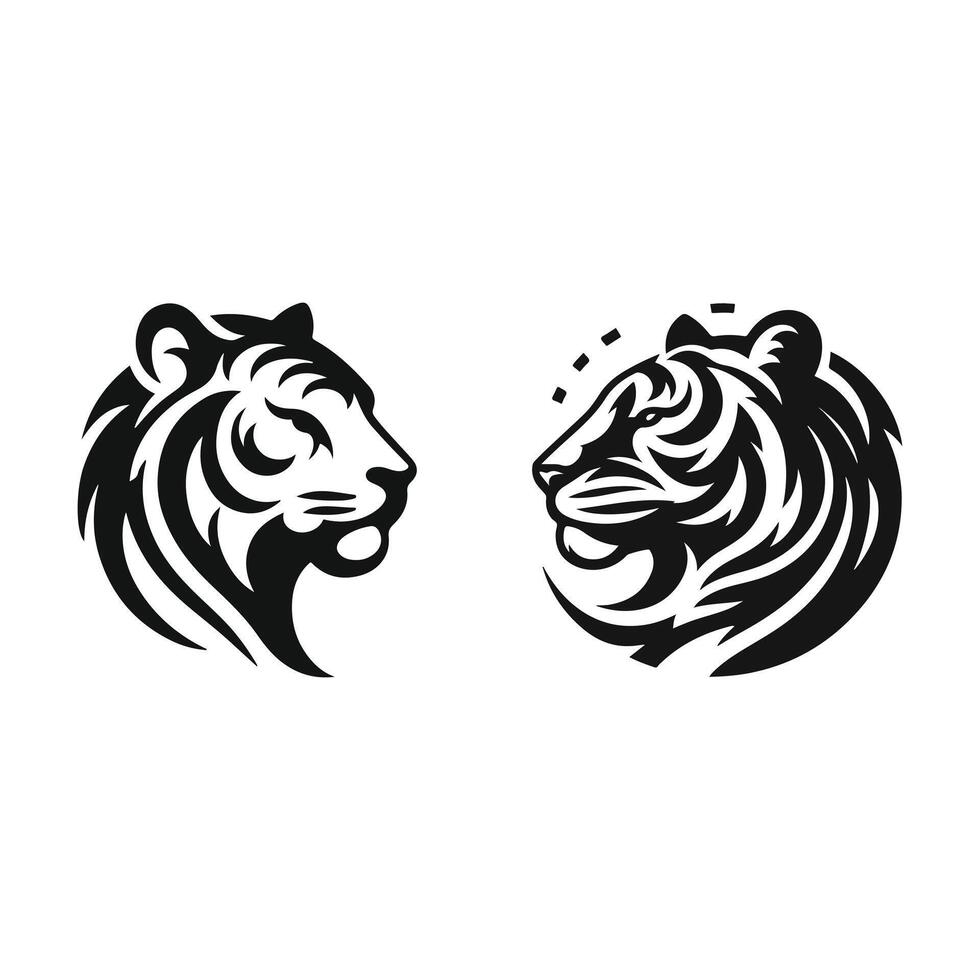 Two abstract tiger face illustration art vector