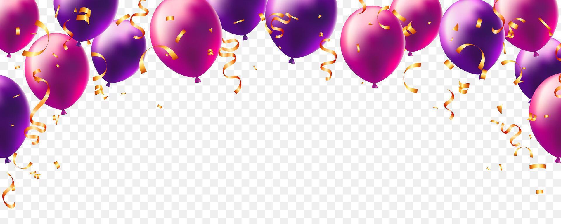 background party of pink and purple balloons. Grand opening vector
