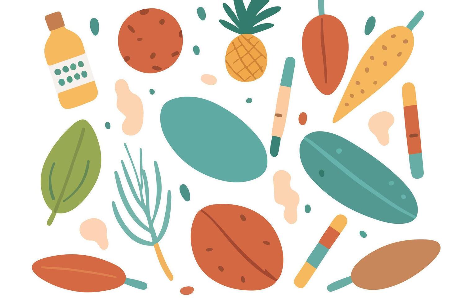Natural Health. Fusion of Herbal Medicine, Plant Leaves, and Fruits in Background Illustration. vector