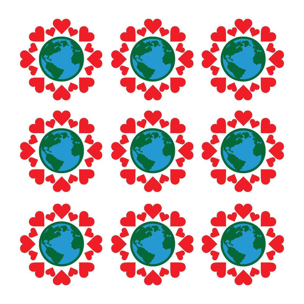 heart planet earth background vector