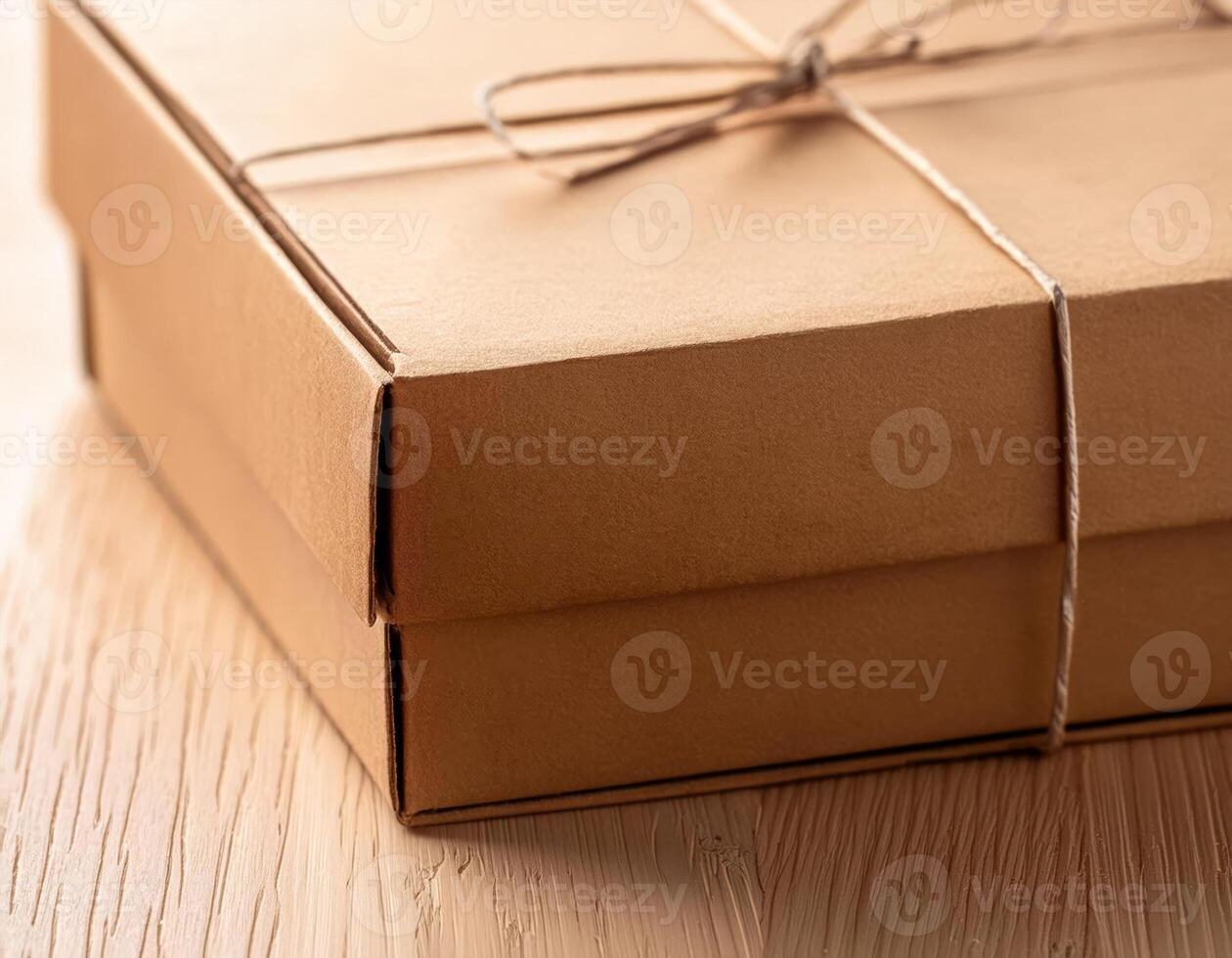 A neatly wrapped package tied with twine photo