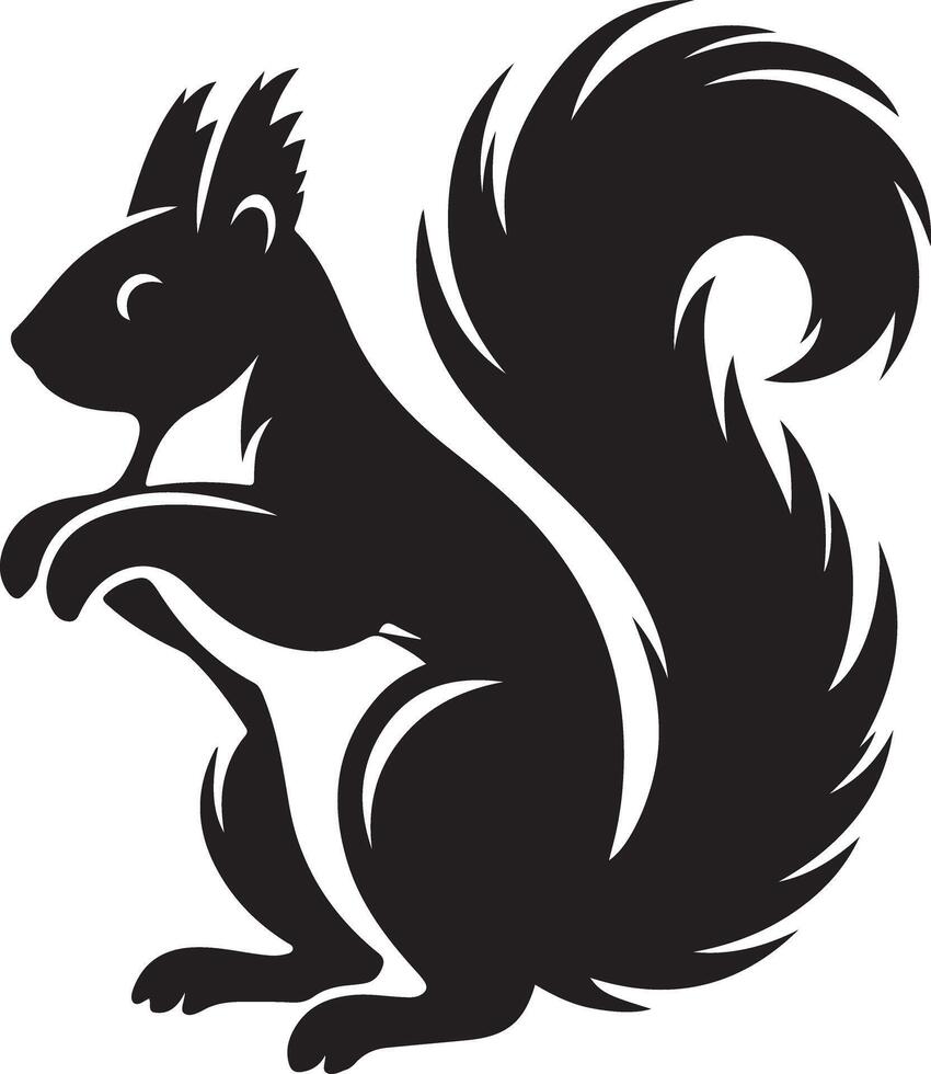 Elegant Squirrel Black and White Art vector