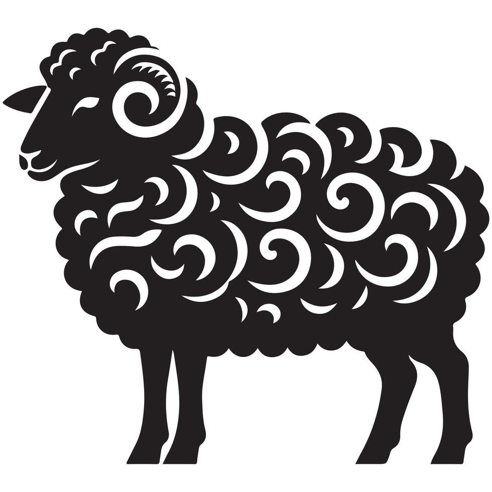 Black and White Sheep Art vector