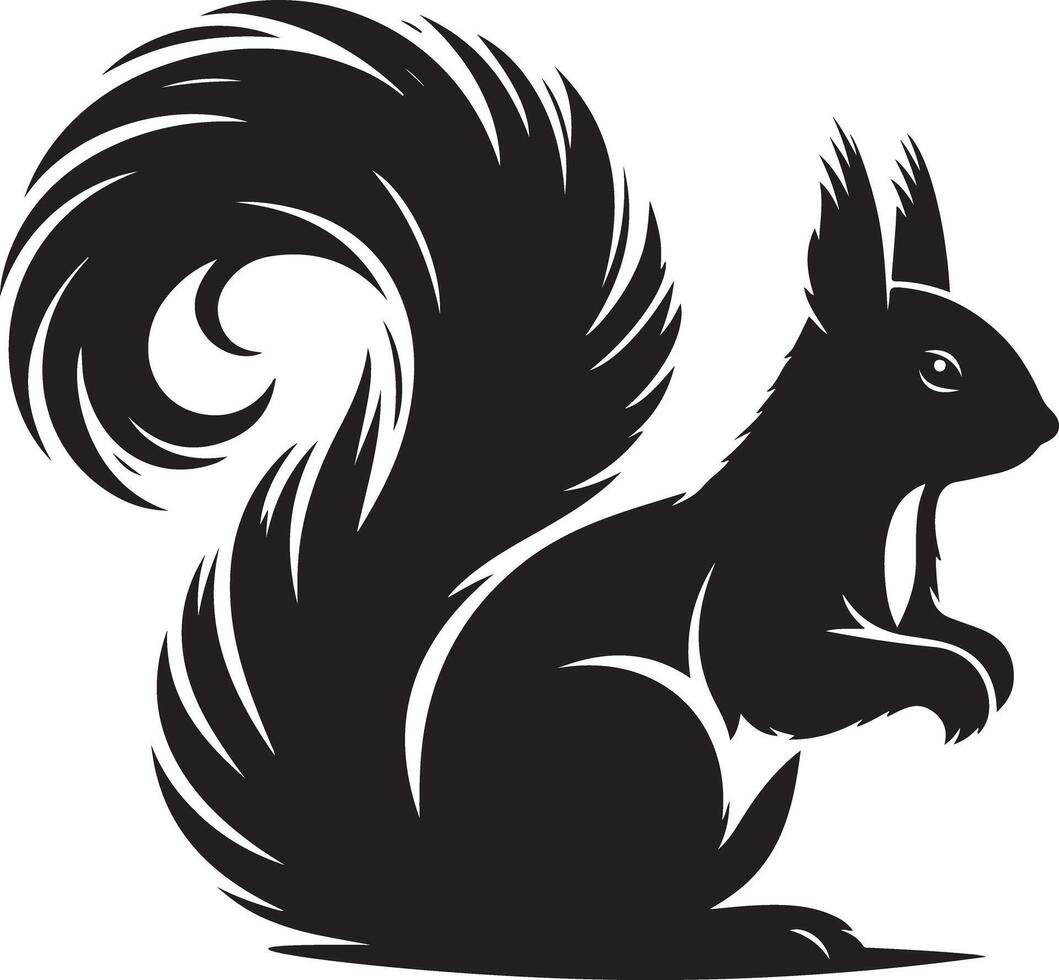 Squirrel Silhouette Refined Black and White Design vector