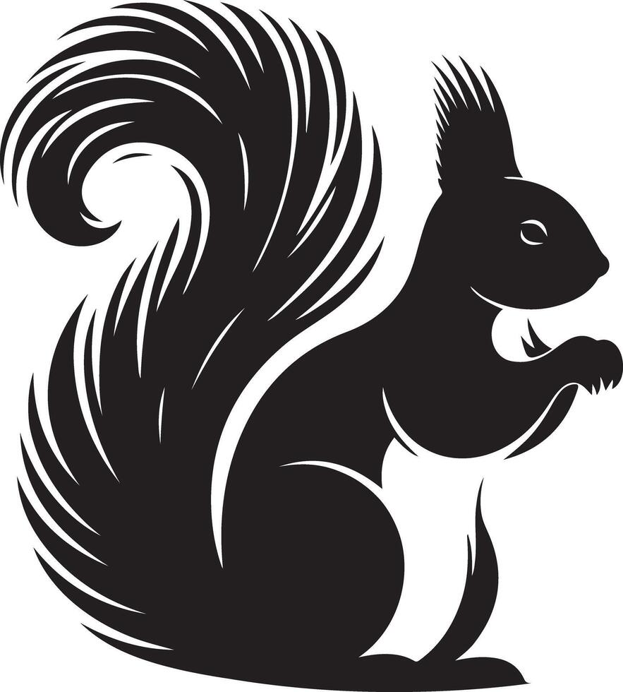 Whimsical Squirrel in Classic Black and White vector
