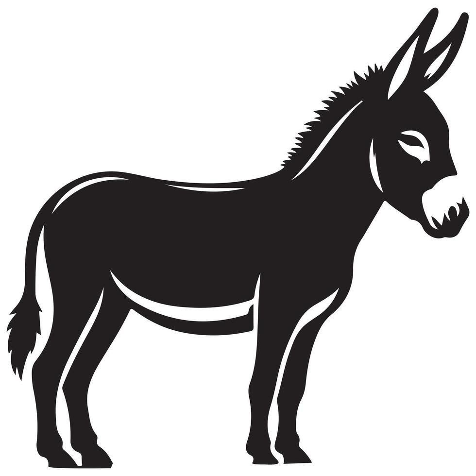 Timeless Donkey Classic Black and White Illustration with Clean Lines vector