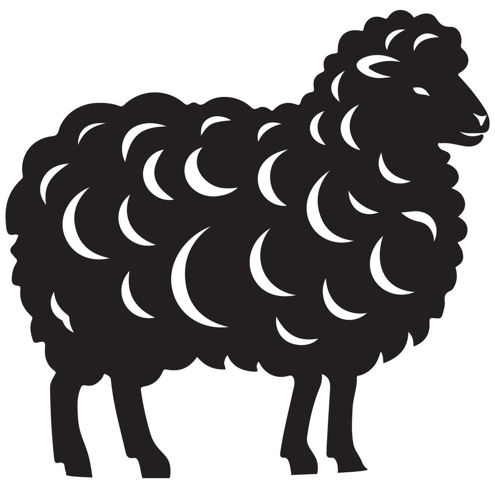 Black and White Sheep Illustration vector