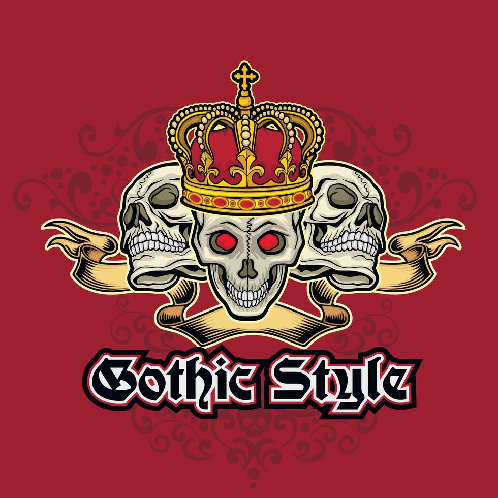 Gothic sign with skull, grunge vintage design t shirts vector