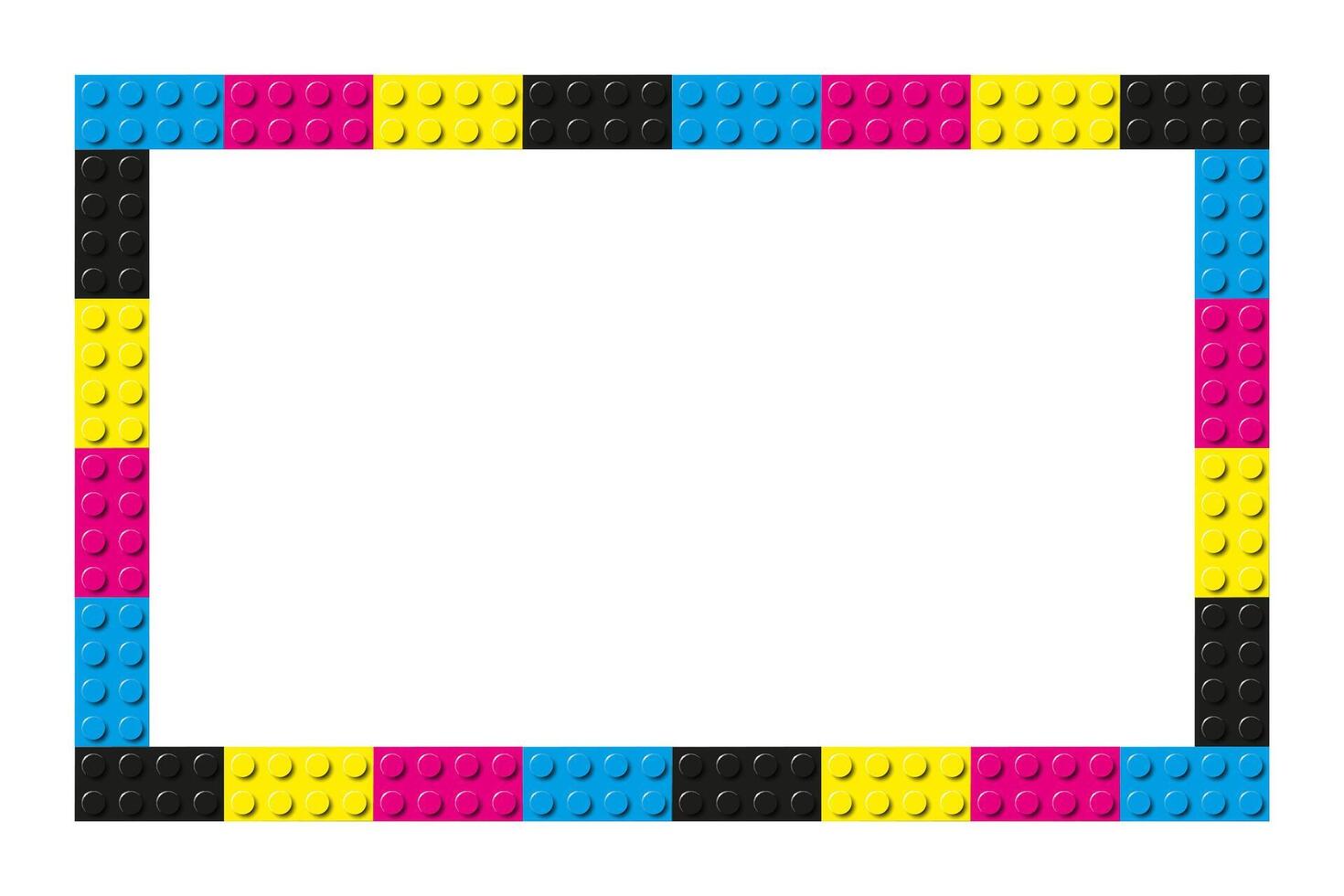 Simple frame composed of cmyk colors toy blocks. Brick banner. Abstract background illustration vector