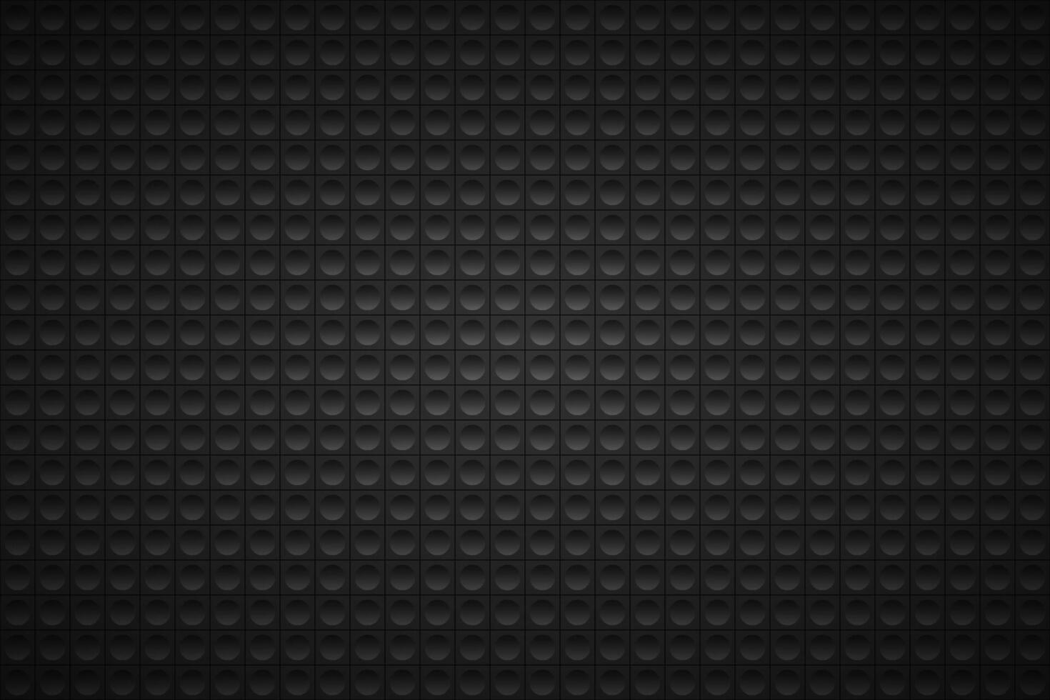 Dark grey abstract background. Dark squares with black circle. Perforated geometric black metallic background. Abstract material wallpaper vector