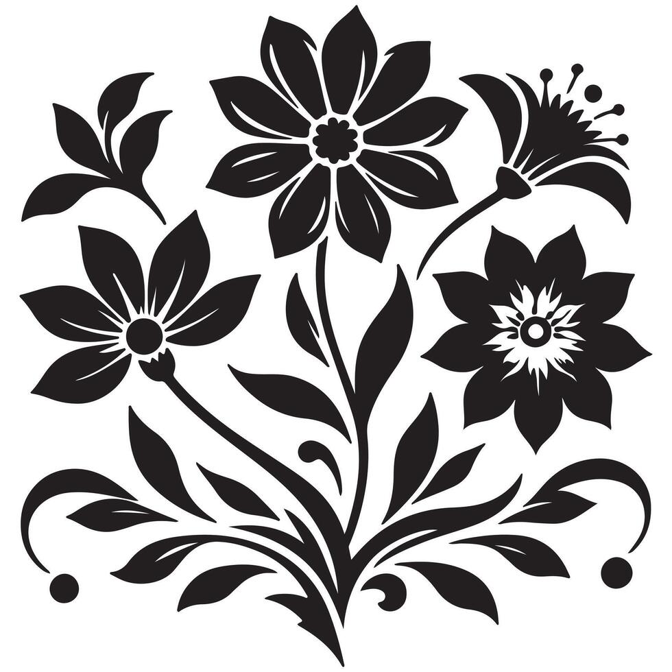 Elegant Simplicity Black and White Blossoms vector