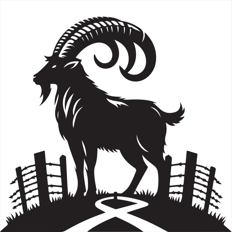 Minimalist Goat Design Bold Monochrome Illustration vector