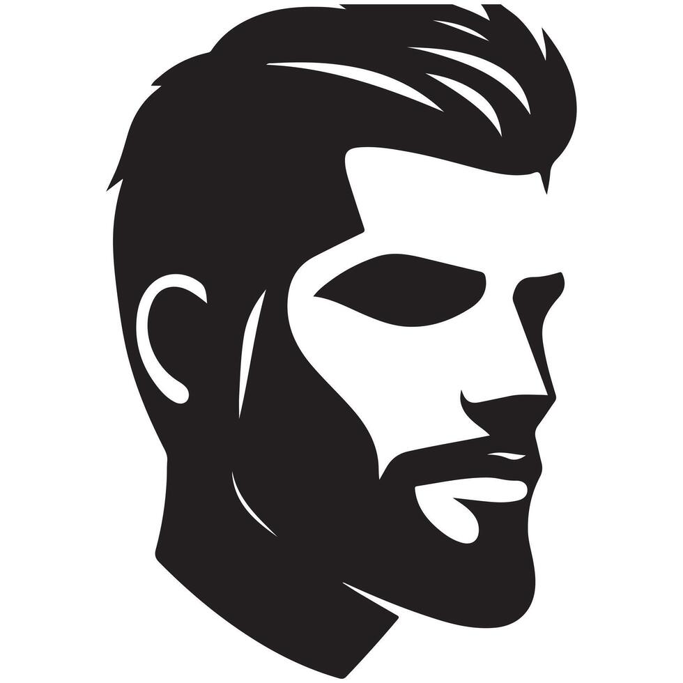 Black and White Illustration of a Man's Face vector