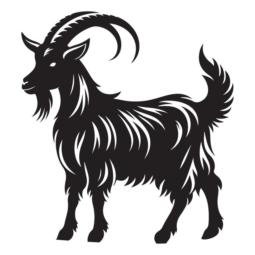 Monochrome Goat Elegance Black and White Art vector