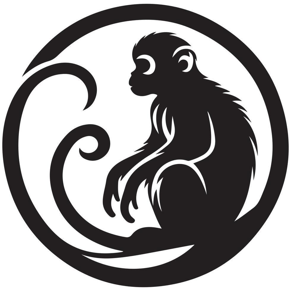 Classic Black and White Monkey Design vector