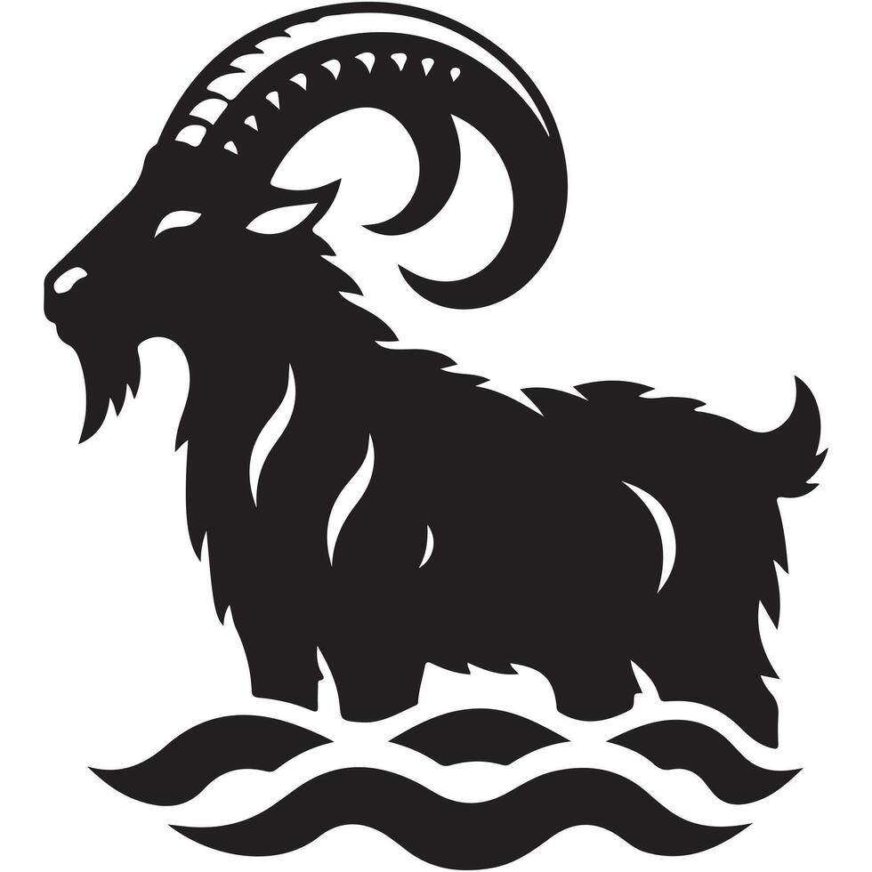Chic Goat Silhouette Elegant Black and White Design vector