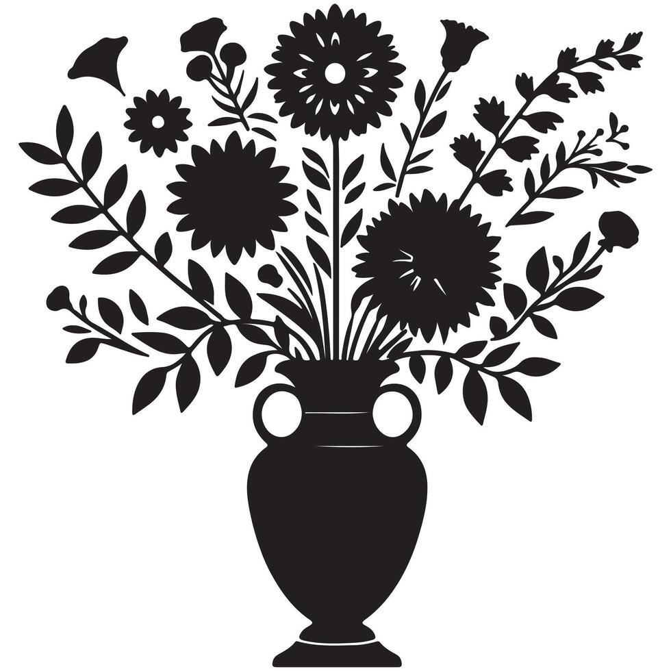 Sophisticated Floral Patterns Black Silhouette vector