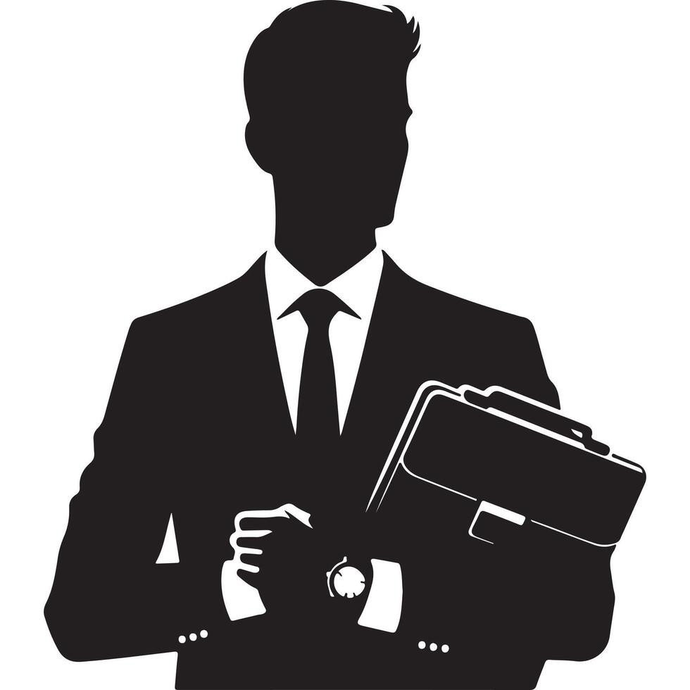 a man holding briefcase with white background vector