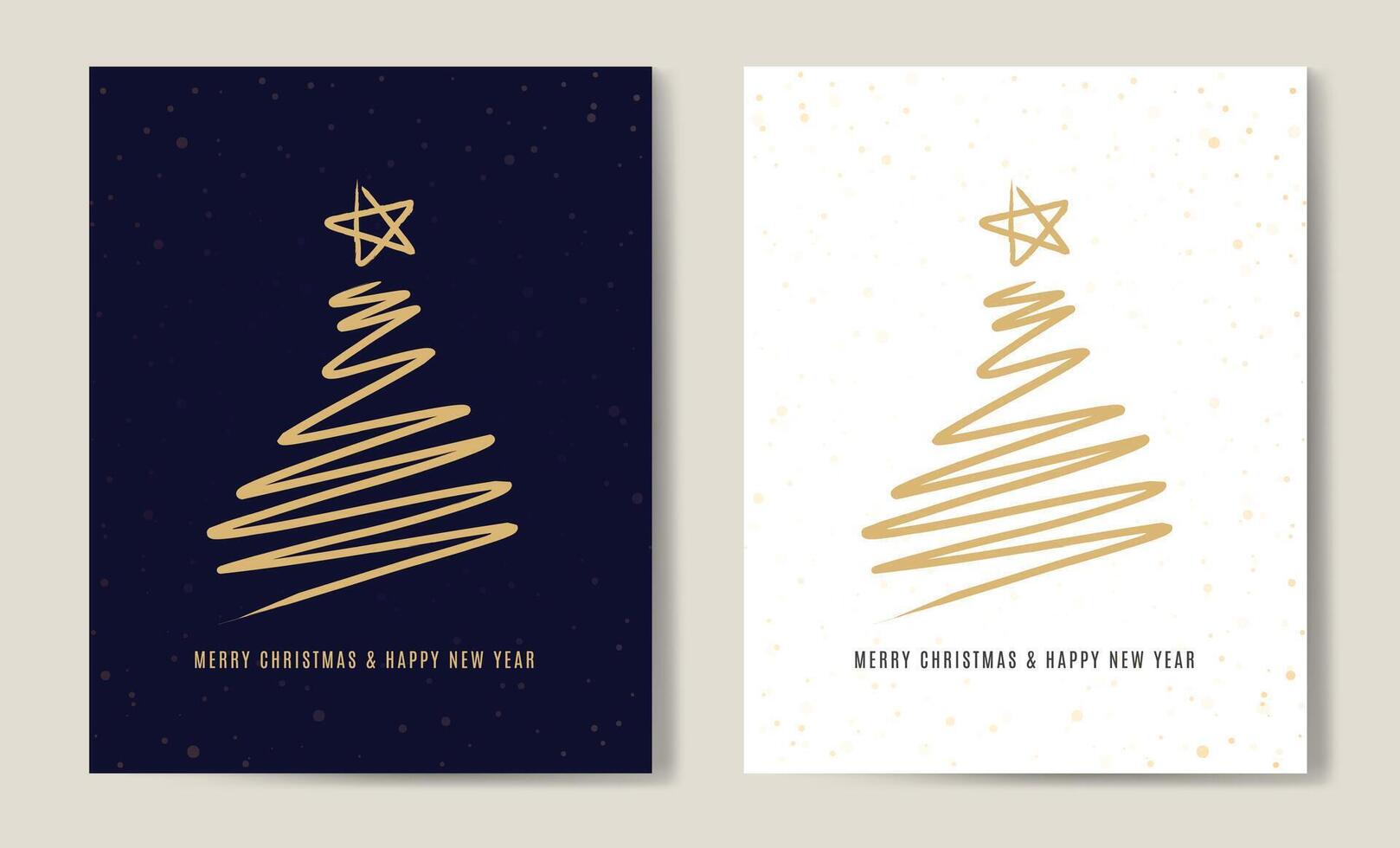 Merry Christmas tree outline greeting text card set golden illustration design background. Greeting card. Xmas tree. vector