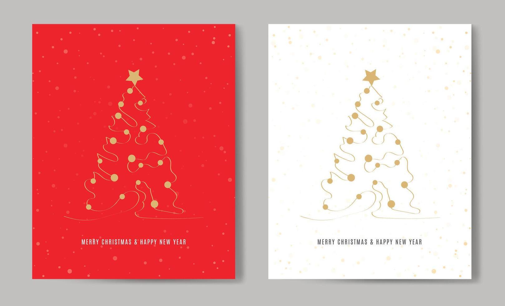 Merry Christmas tree outline greeting text card set golden illustration design background. Greeting card. Xmas tree. vector