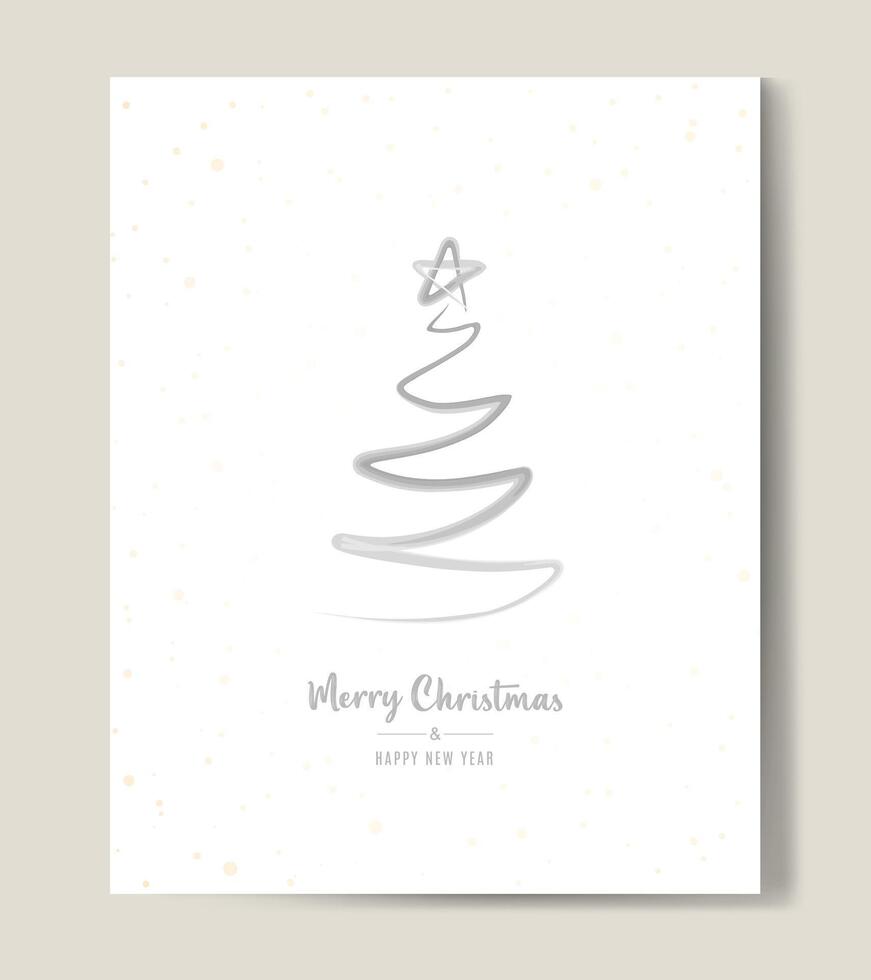 Merry Christmas tree outline greeting text card golden illustration design background. Greeting card. Xmas tree. vector