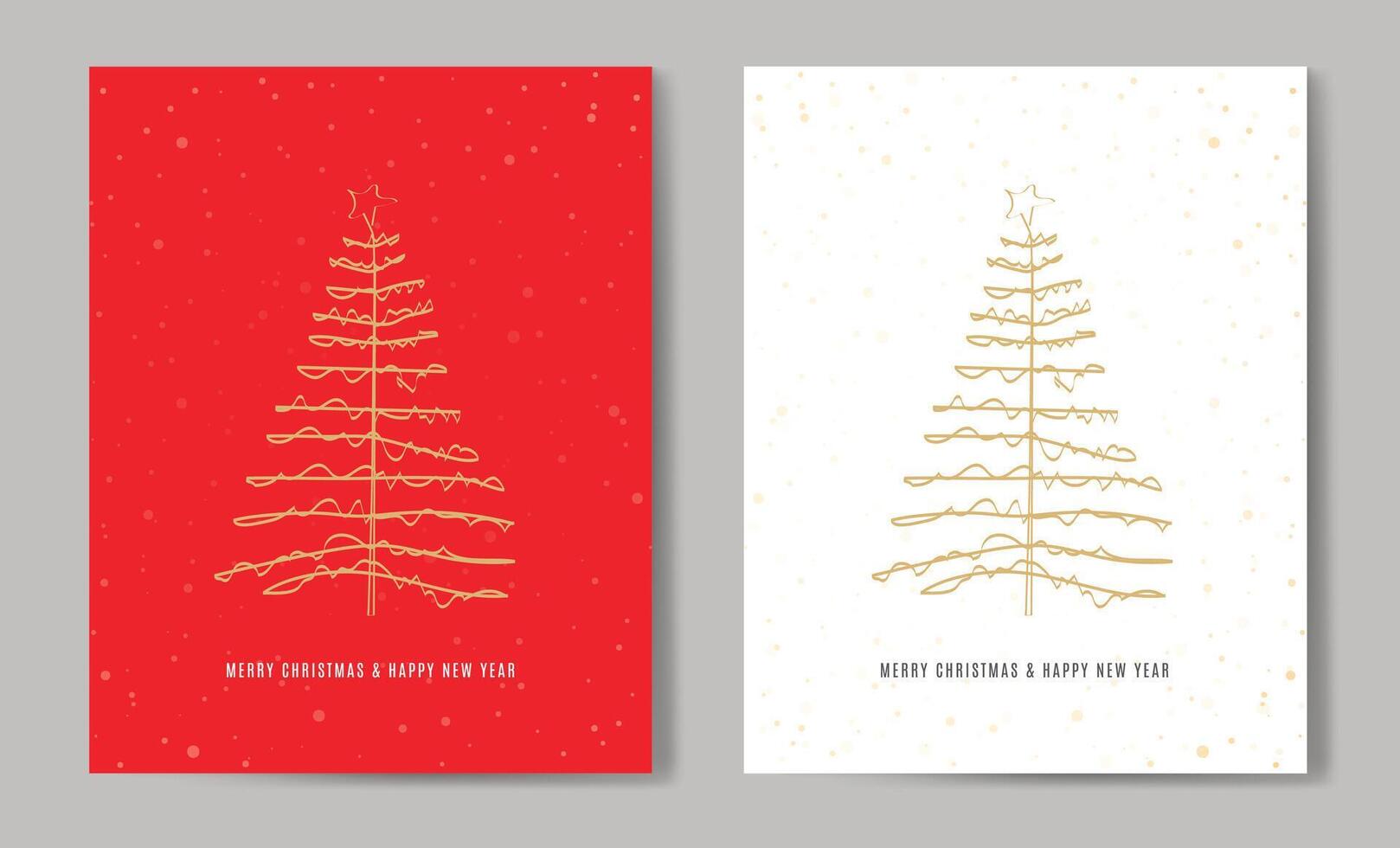 Merry Christmas tree outline greeting text card set golden illustration design background. Greeting card. Xmas tree. vector
