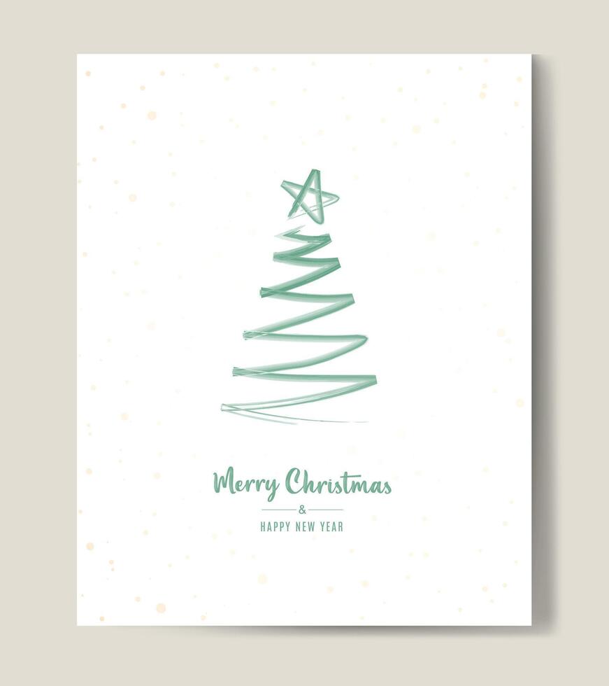 Merry Christmas tree outline greeting text card golden illustration design background. Greeting card. Xmas tree. vector