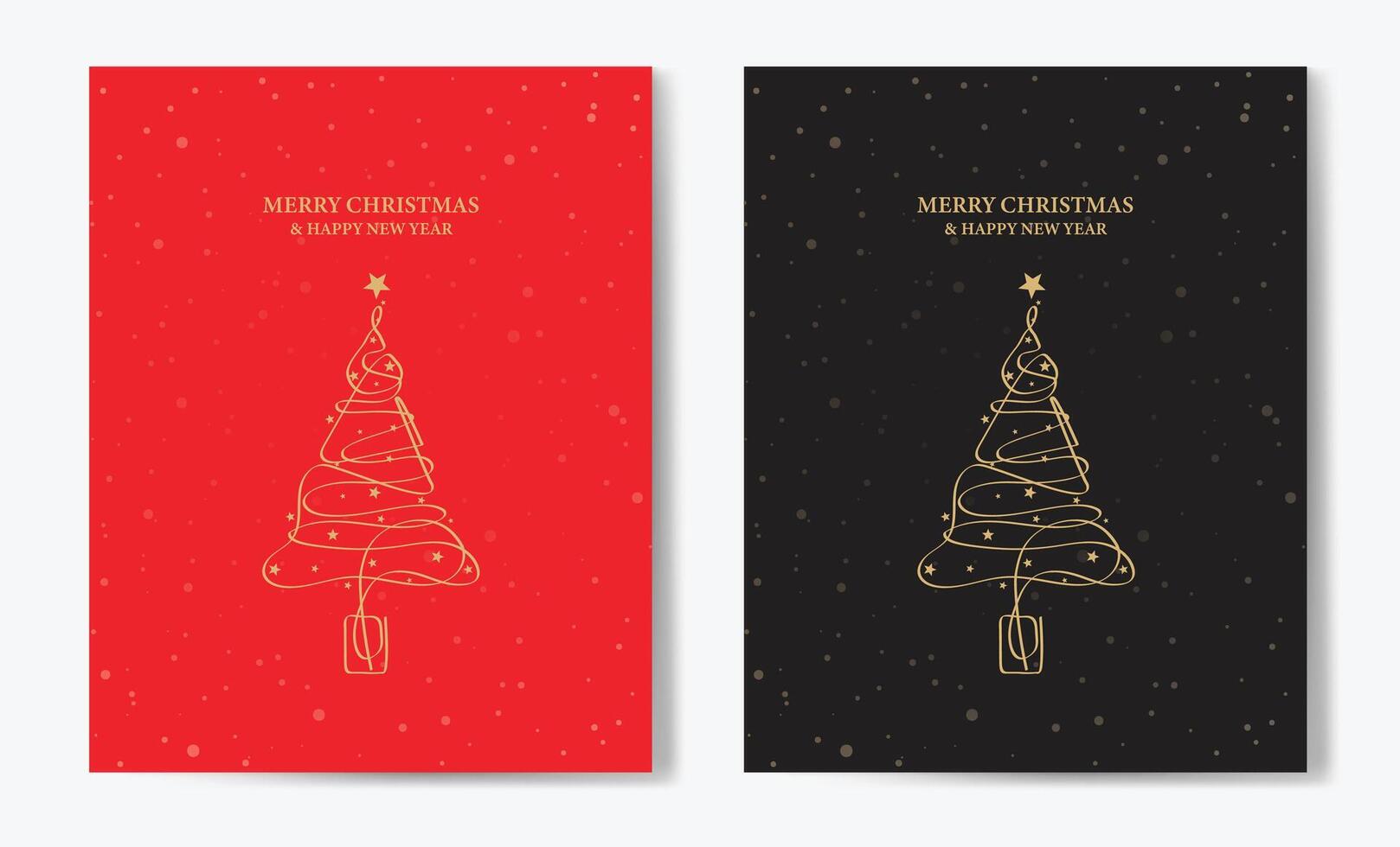 Merry Christmas tree outline greeting text card set golden illustration design background. Greeting card. Xmas tree. vector