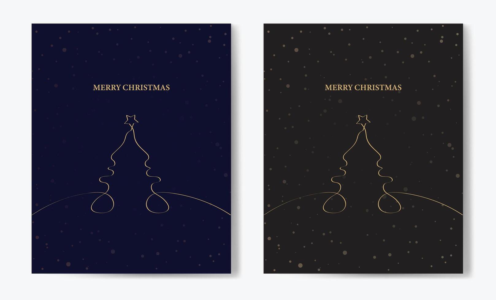 Merry Christmas tree outline greeting text card set golden illustration design background. Greeting card. Xmas tree. vector