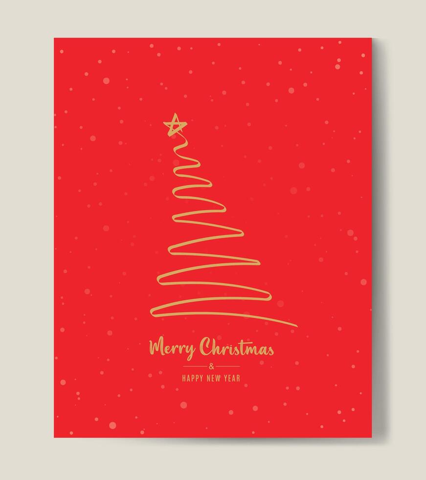 Merry Christmas tree outline greeting text card golden illustration design background. Greeting card. Xmas tree. vector