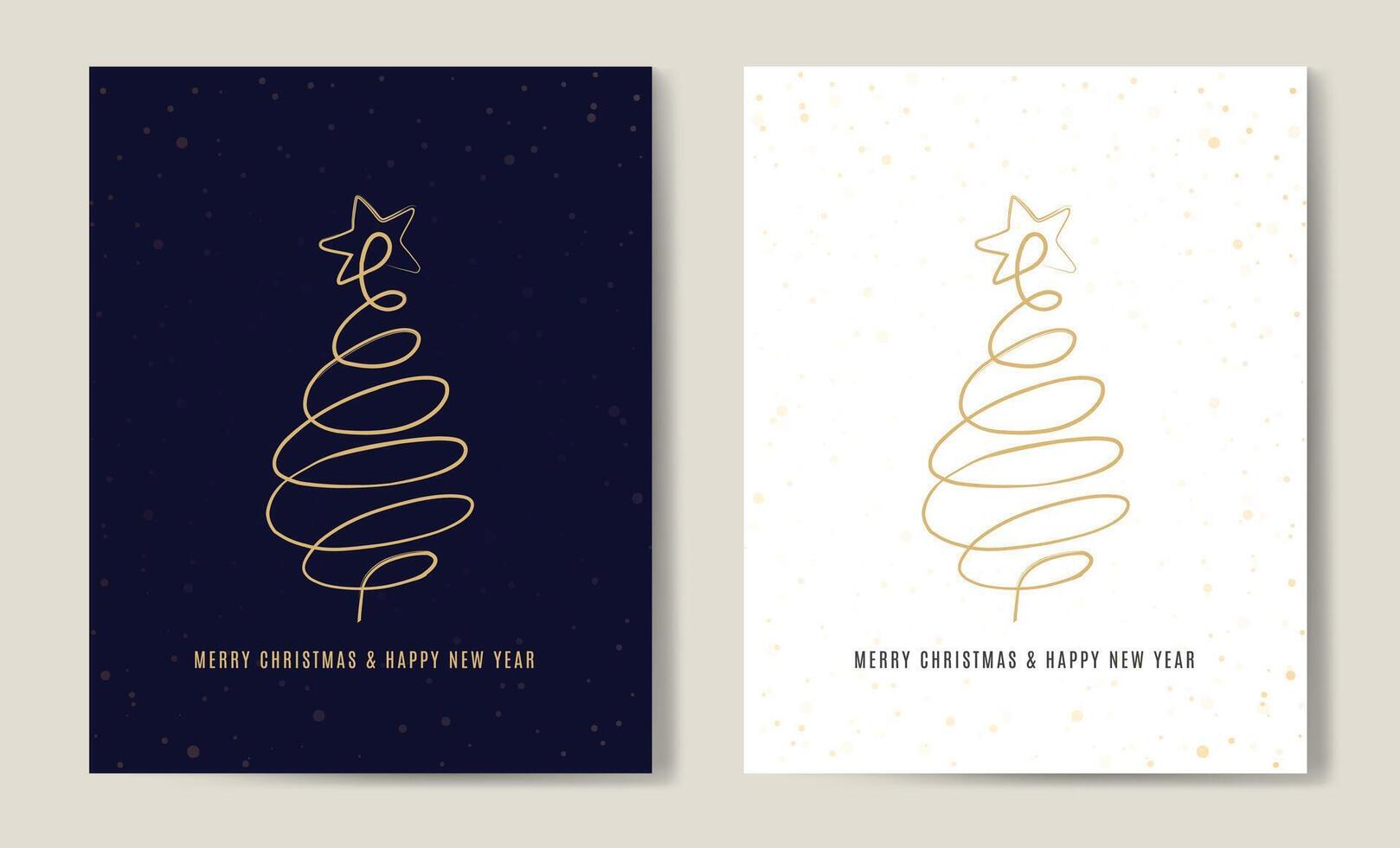 Merry Christmas tree outline greeting text card set golden illustration design background. Greeting card. Xmas tree. vector