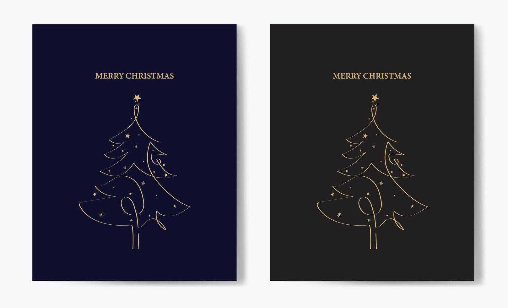 Merry Christmas tree outline greeting text card set golden illustration design background. Greeting card. Xmas tree. vector