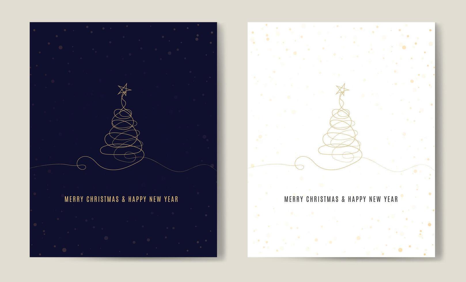 Merry Christmas tree outline greeting text card set golden illustration design background. Greeting card. Xmas tree. vector