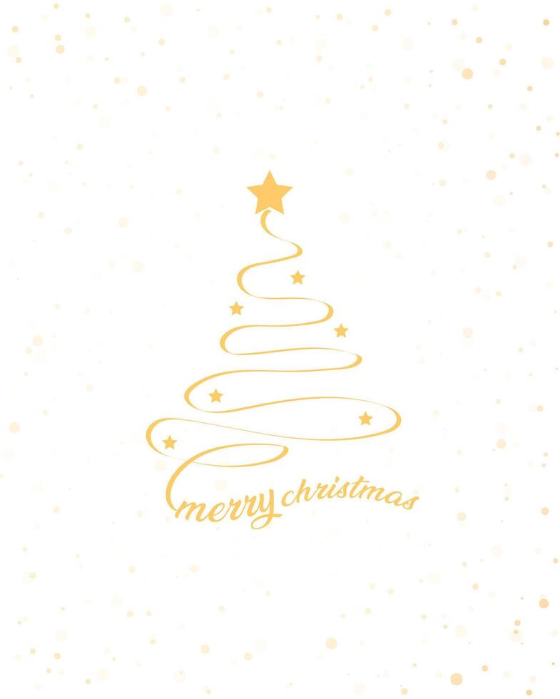 Merry Christmas tree outline greeting text card golden illustration design background. Greeting card. Xmas tree. vector