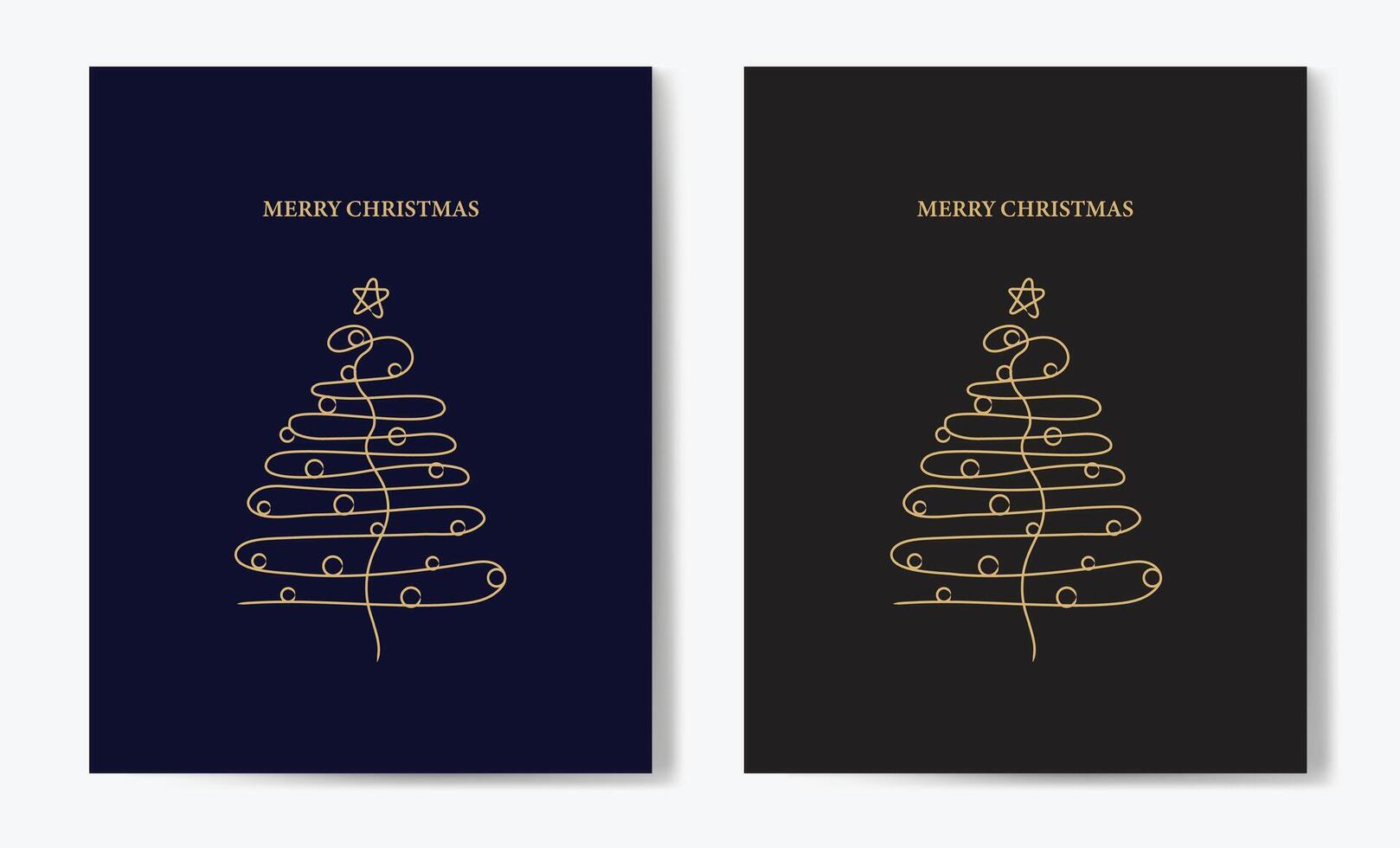 Merry Christmas tree outline greeting text card set golden illustration design background. Greeting card. Xmas tree. vector