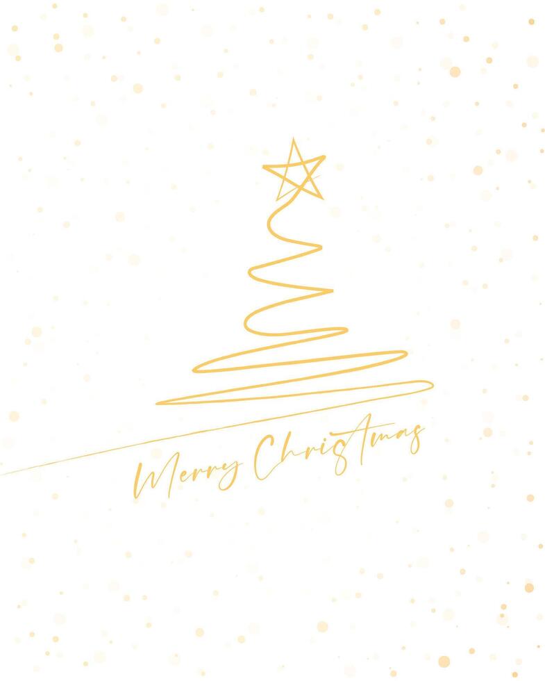 Merry Christmas tree outline greeting text card golden illustration design background. Greeting card. Xmas tree. vector