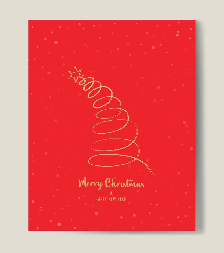 Merry Christmas tree outline greeting text card golden illustration design background. Greeting card. Xmas tree. vector