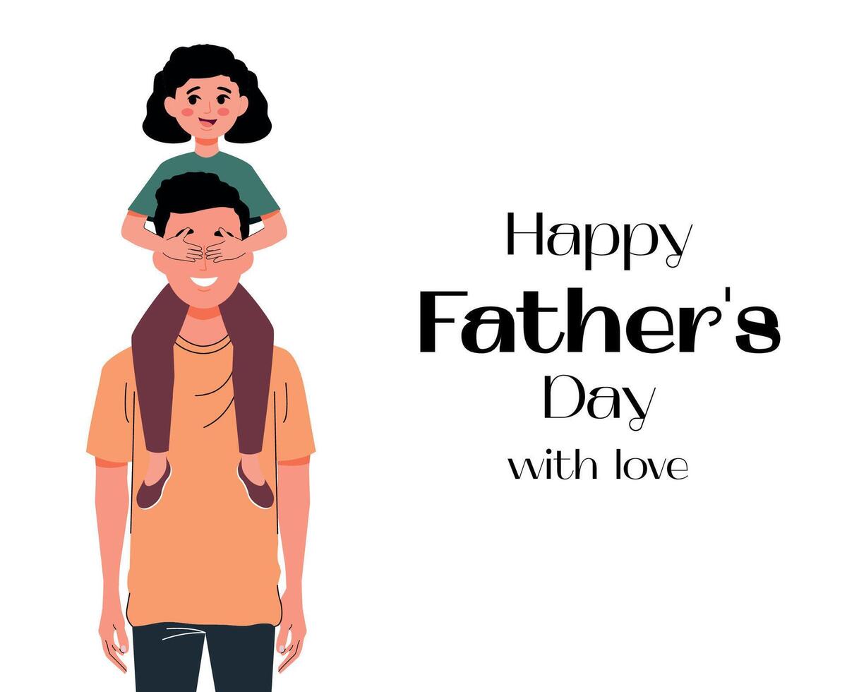 Best Dad. Father's Day. Generation. Family. A man holds a daughter on his shoulders. . Isolated. Embrace. Together. Flat style. Characters. Young and old. June 16. A small child and his parent. vector